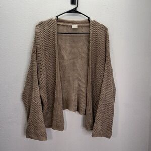Poetry Loose Knit Linen Open Knit Cardigan Sweater Coastal Lagenlook Sz 6 Boho